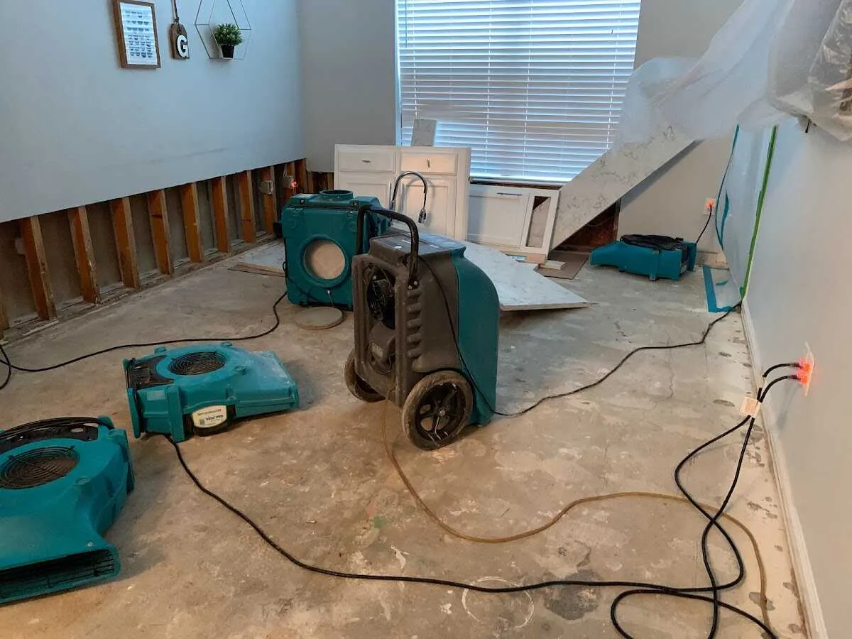 Dehumidifier in flood-cut room for Water Extraction & Removal in Coweta